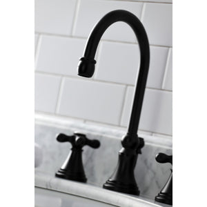 Governor KS2980AX Two-Handle 3-Hole Deck Mount Widespread Bathroom Faucet with Brass Pop-Up, Matte Black