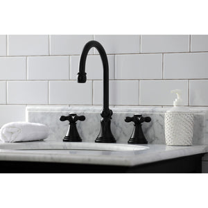 Governor KS2980AX Two-Handle 3-Hole Deck Mount Widespread Bathroom Faucet with Brass Pop-Up, Matte Black
