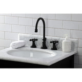 Governor KS2980AX Two-Handle 3-Hole Deck Mount Widespread Bathroom Faucet with Brass Pop-Up, Matte Black