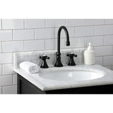 Governor KS2980AX Two-Handle 3-Hole Deck Mount Widespread Bathroom Faucet with Brass Pop-Up, Matte Black