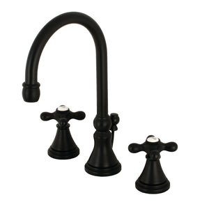 Governor KS2980AX Two-Handle 3-Hole Deck Mount Widespread Bathroom Faucet with Brass Pop-Up, Matte Black