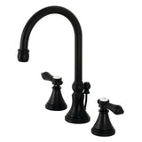 Heirloom KS2980BAL Two-Handle 3-Hole Deck Mount Widespread Bathroom Faucet with Brass Pop-Up, Matte Black