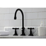 Essex KS2980BEX Two-Handle 3-Hole Deck Mount Widespread Bathroom Faucet with Brass Pop-Up, Matte Black