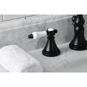 Bel-Air KS2980BPL Two-Handle 3-Hole Deck Mount Widespread Bathroom Faucet with Brass Pop-Up, Matte Black