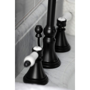Bel-Air KS2980BPL Two-Handle 3-Hole Deck Mount Widespread Bathroom Faucet with Brass Pop-Up, Matte Black
