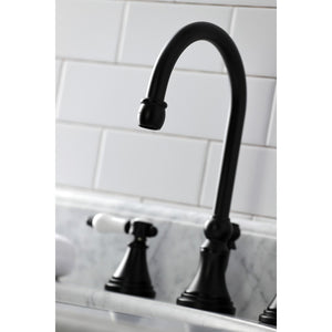 Bel-Air KS2980BPL Two-Handle 3-Hole Deck Mount Widespread Bathroom Faucet with Brass Pop-Up, Matte Black