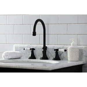 Bel-Air KS2980BPL Two-Handle 3-Hole Deck Mount Widespread Bathroom Faucet with Brass Pop-Up, Matte Black