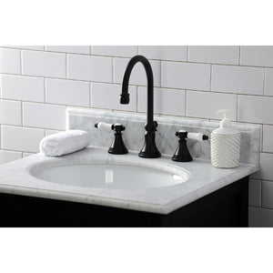 Bel-Air KS2980BPL Two-Handle 3-Hole Deck Mount Widespread Bathroom Faucet with Brass Pop-Up, Matte Black