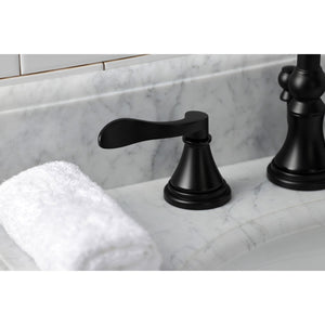 NuFrench KS2980DFL Two-Handle 3-Hole Deck Mount Widespread Bathroom Faucet with Brass Pop-Up, Matte Black