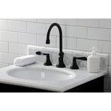 NuFrench KS2980DFL Two-Handle 3-Hole Deck Mount Widespread Bathroom Faucet with Brass Pop-Up, Matte Black