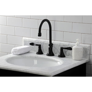 NuFrench KS2980DFL Two-Handle 3-Hole Deck Mount Widespread Bathroom Faucet with Brass Pop-Up, Matte Black