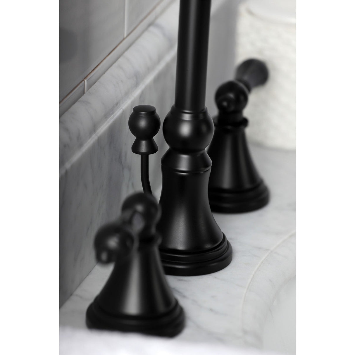 Duchess KS2980PKL Two-Handle 3-Hole Deck Mount Widespread Bathroom Faucet with Brass Pop-Up, Matte Black