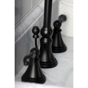 Duchess KS2980PKL Two-Handle 3-Hole Deck Mount Widespread Bathroom Faucet with Brass Pop-Up, Matte Black