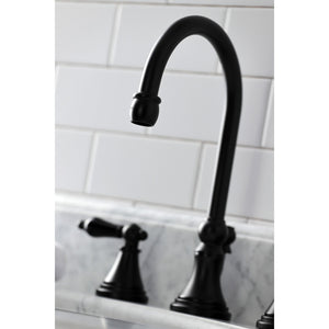 Duchess KS2980PKL Two-Handle 3-Hole Deck Mount Widespread Bathroom Faucet with Brass Pop-Up, Matte Black