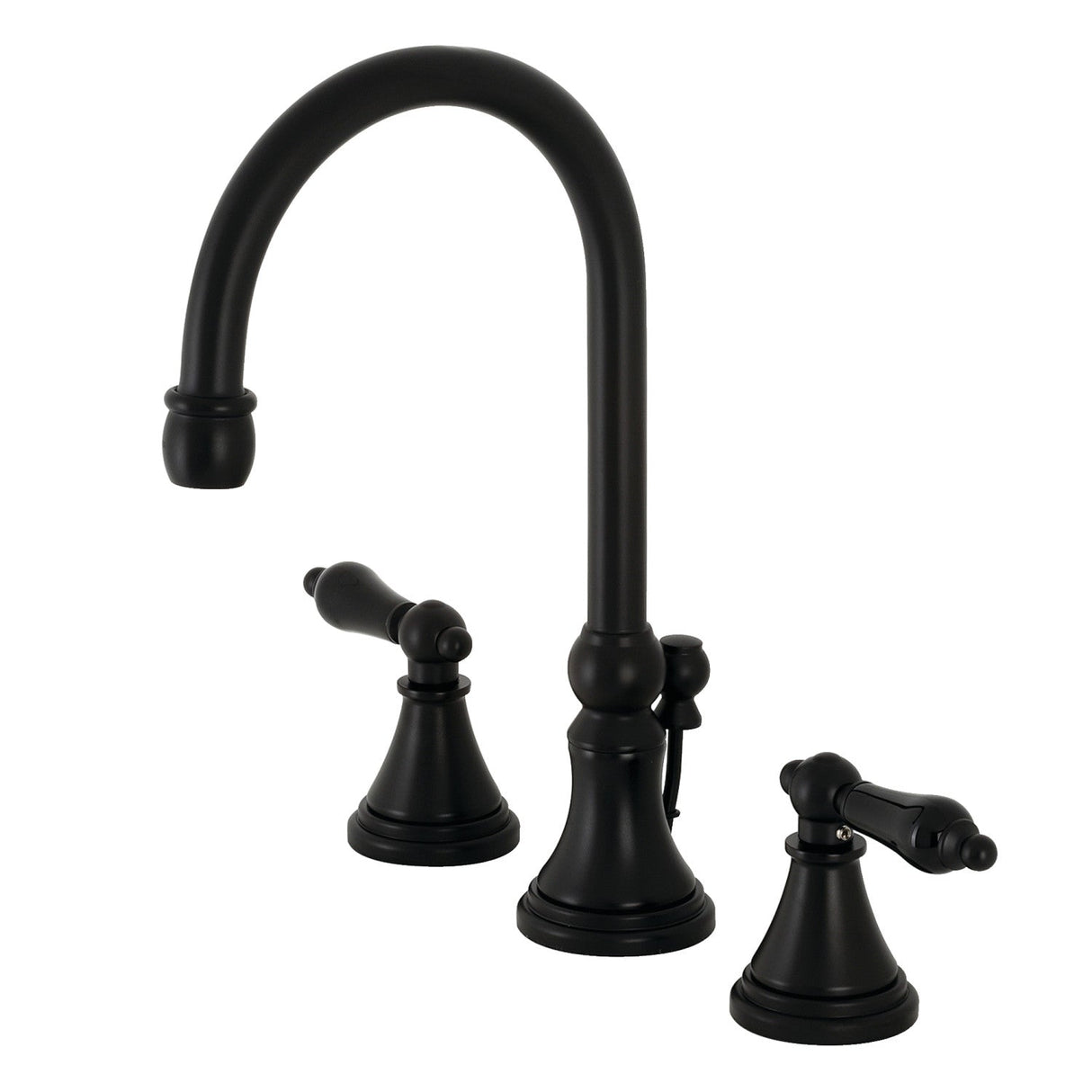 Duchess KS2980PKL Two-Handle 3-Hole Deck Mount Widespread Bathroom Faucet with Brass Pop-Up, Matte Black