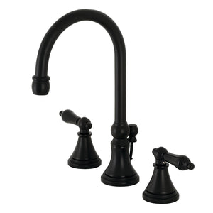Duchess KS2980PKL Two-Handle 3-Hole Deck Mount Widespread Bathroom Faucet with Brass Pop-Up, Matte Black