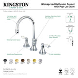 Governor KS2980PL Two-Handle 3-Hole Deck Mount Widespread Bathroom Faucet with Brass Pop-Up, Matte Black