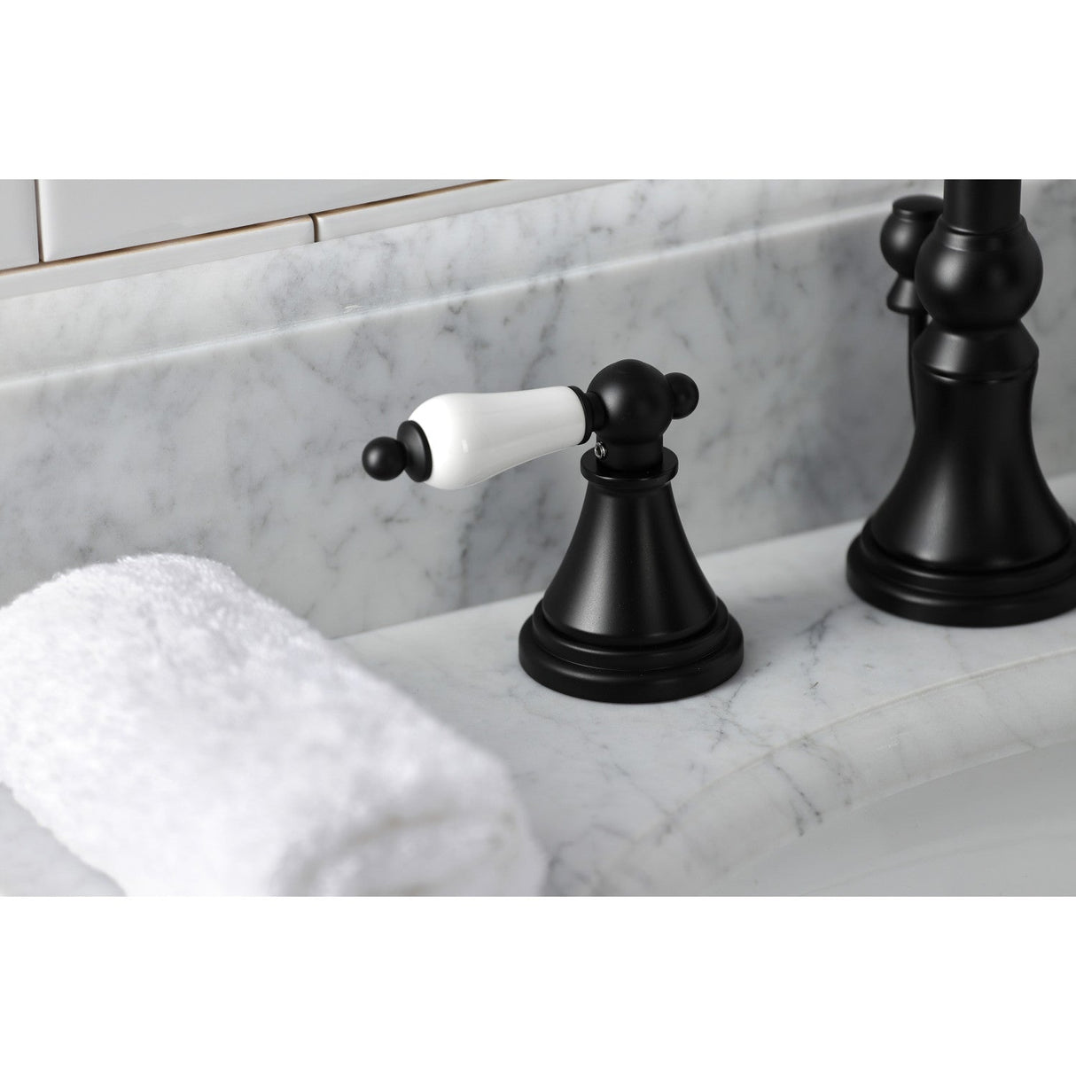 Governor KS2980PL Two-Handle 3-Hole Deck Mount Widespread Bathroom Faucet with Brass Pop-Up, Matte Black