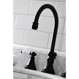 Governor KS2980PL Two-Handle 3-Hole Deck Mount Widespread Bathroom Faucet with Brass Pop-Up, Matte Black