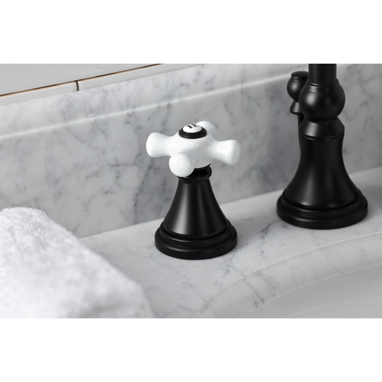 Governor KS2980PX Two-Handle 3-Hole Deck Mount Widespread Bathroom Faucet with Brass Pop-Up, Matte Black