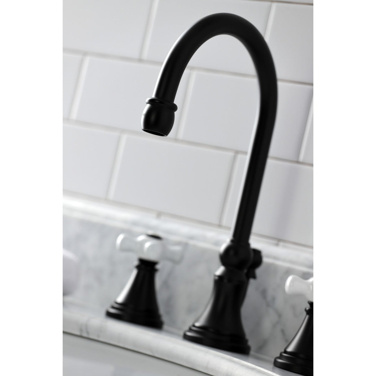 Governor KS2980PX Two-Handle 3-Hole Deck Mount Widespread Bathroom Faucet with Brass Pop-Up, Matte Black