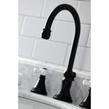 Governor KS2980PX Two-Handle 3-Hole Deck Mount Widespread Bathroom Faucet with Brass Pop-Up, Matte Black