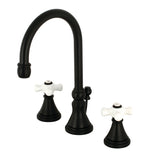 Governor KS2980PX Two-Handle 3-Hole Deck Mount Widespread Bathroom Faucet with Brass Pop-Up, Matte Black