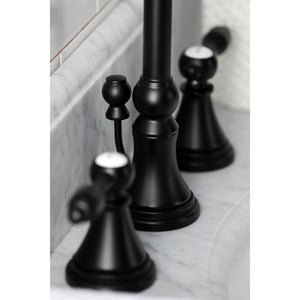 Tudor KS2980TAL Two-Handle 3-Hole Deck Mount Widespread Bathroom Faucet with Brass Pop-Up, Matte Black
