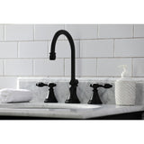 Tudor KS2980TAL Two-Handle 3-Hole Deck Mount Widespread Bathroom Faucet with Brass Pop-Up, Matte Black