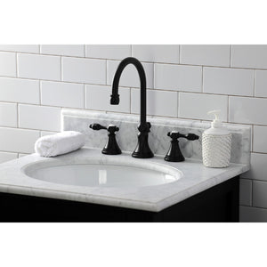 Tudor KS2980TAL Two-Handle 3-Hole Deck Mount Widespread Bathroom Faucet with Brass Pop-Up, Matte Black