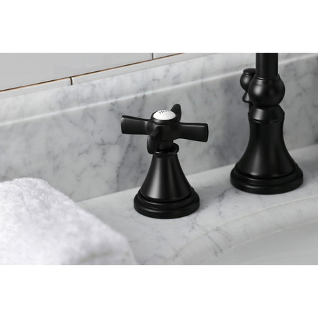 Millennium KS2980ZX Two-Handle 3-Hole Deck Mount Widespread Bathroom Faucet with Brass Pop-Up, Matte Black