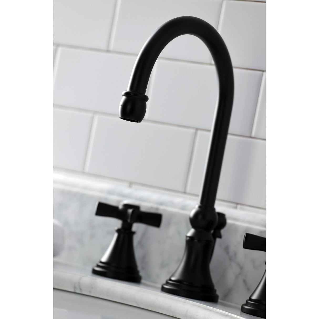 Millennium KS2980ZX Two-Handle 3-Hole Deck Mount Widespread Bathroom Faucet with Brass Pop-Up, Matte Black