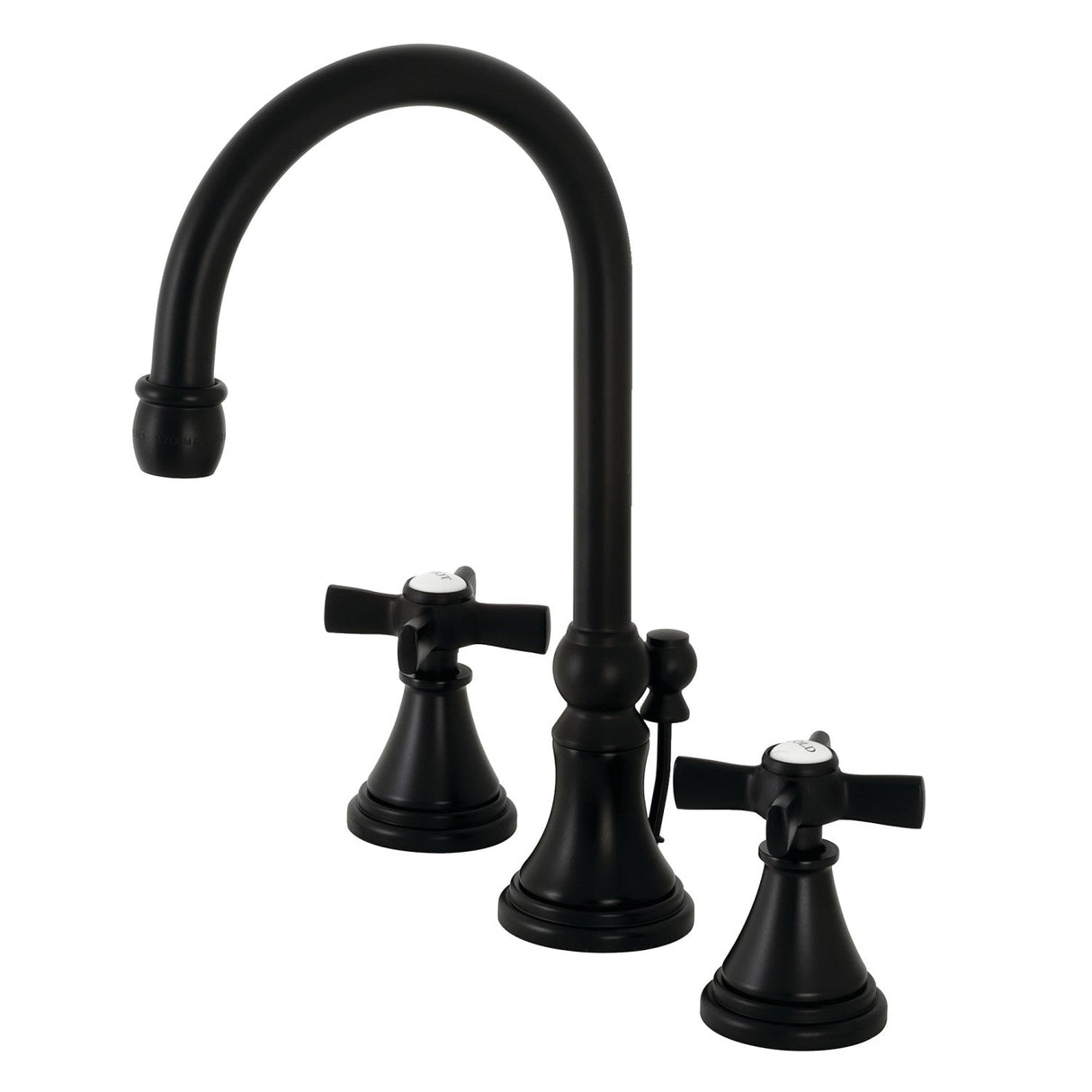 Millennium KS2980ZX Two-Handle 3-Hole Deck Mount Widespread Bathroom Faucet with Brass Pop-Up, Matte Black