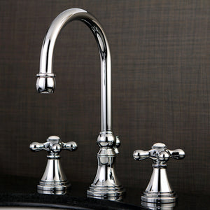 Governor KS2981AX Two-Handle 3-Hole Deck Mount Widespread Bathroom Faucet with Brass Pop-Up, Polished Chrome