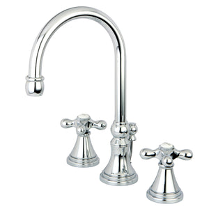 Governor KS2981AX Two-Handle 3-Hole Deck Mount Widespread Bathroom Faucet with Brass Pop-Up, Polished Chrome
