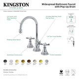 Essex KS2981BEX Two-Handle 3-Hole Deck Mount Widespread Bathroom Faucet with Brass Pop-Up, Polished Chrome