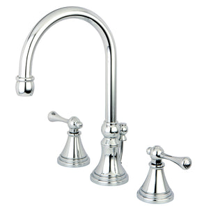 Governor KS2981BL Two-Handle 3-Hole Deck Mount Widespread Bathroom Faucet with Brass Pop-Up, Polished Chrome
