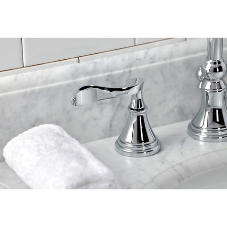 Century KS2981CFL Two-Handle 3-Hole Deck Mount Widespread Bathroom Faucet with Brass Pop-Up, Polished Chrome