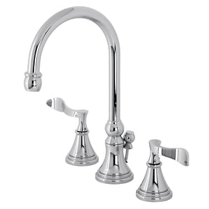 Century KS2981CFL Two-Handle 3-Hole Deck Mount Widespread Bathroom Faucet with Brass Pop-Up, Polished Chrome