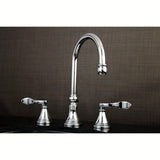 NuFrench KS2981DFL Two-Handle 3-Hole Deck Mount Widespread Bathroom Faucet with Brass Pop-Up, Polished Chrome