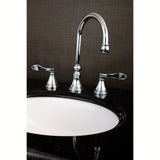 NuFrench KS2981DFL Two-Handle 3-Hole Deck Mount Widespread Bathroom Faucet with Brass Pop-Up, Polished Chrome
