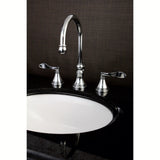 NuFrench KS2981DFL Two-Handle 3-Hole Deck Mount Widespread Bathroom Faucet with Brass Pop-Up, Polished Chrome