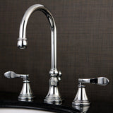 NuFrench KS2981DFL Two-Handle 3-Hole Deck Mount Widespread Bathroom Faucet with Brass Pop-Up, Polished Chrome