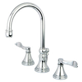 NuFrench KS2981DFL Two-Handle 3-Hole Deck Mount Widespread Bathroom Faucet with Brass Pop-Up, Polished Chrome
