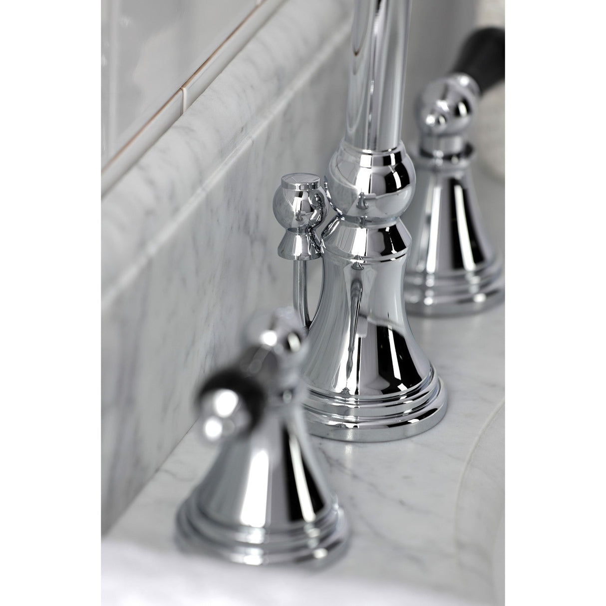 Duchess KS2981PKL Two-Handle 3-Hole Deck Mount Widespread Bathroom Faucet with Brass Pop-Up, Polished Chrome