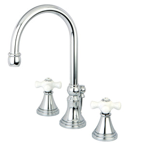 Governor KS2981PX Two-Handle 3-Hole Deck Mount Widespread Bathroom Faucet with Brass Pop-Up, Polished Chrome