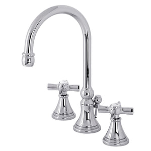 Millennium KS2981ZX Two-Handle 3-Hole Deck Mount Widespread Bathroom Faucet with Brass Pop-Up, Polished Chrome
