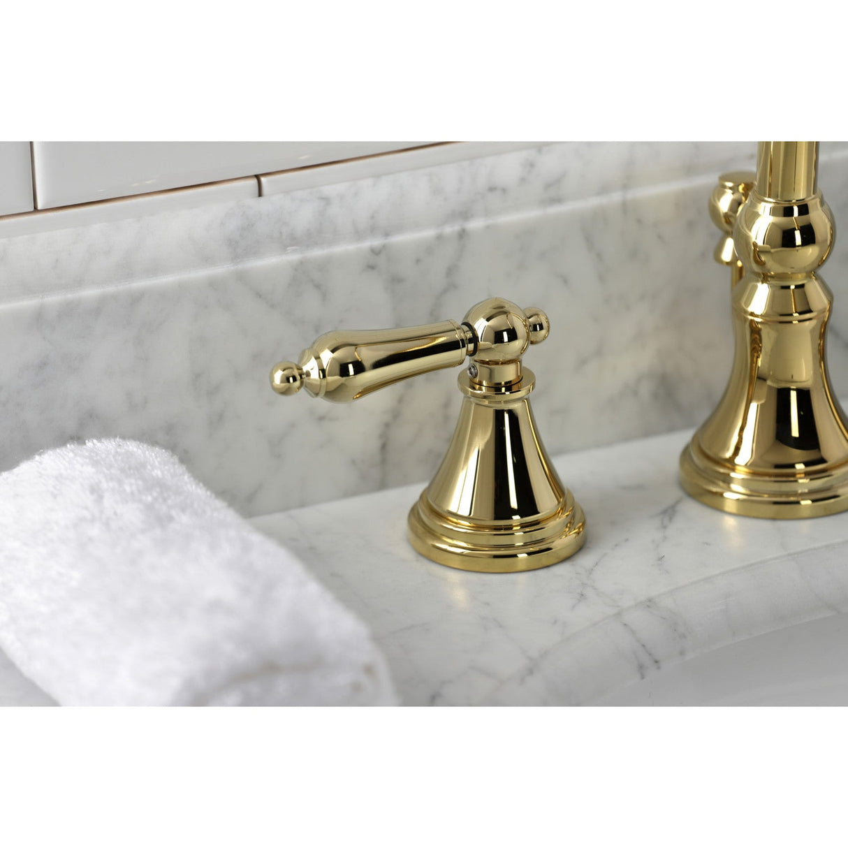 Governor KS2982AL Two-Handle 3-Hole Deck Mount Widespread Bathroom Faucet with Brass Pop-Up, Polished Brass