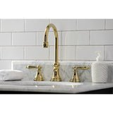 Governor KS2982AL Two-Handle 3-Hole Deck Mount Widespread Bathroom Faucet with Brass Pop-Up, Polished Brass