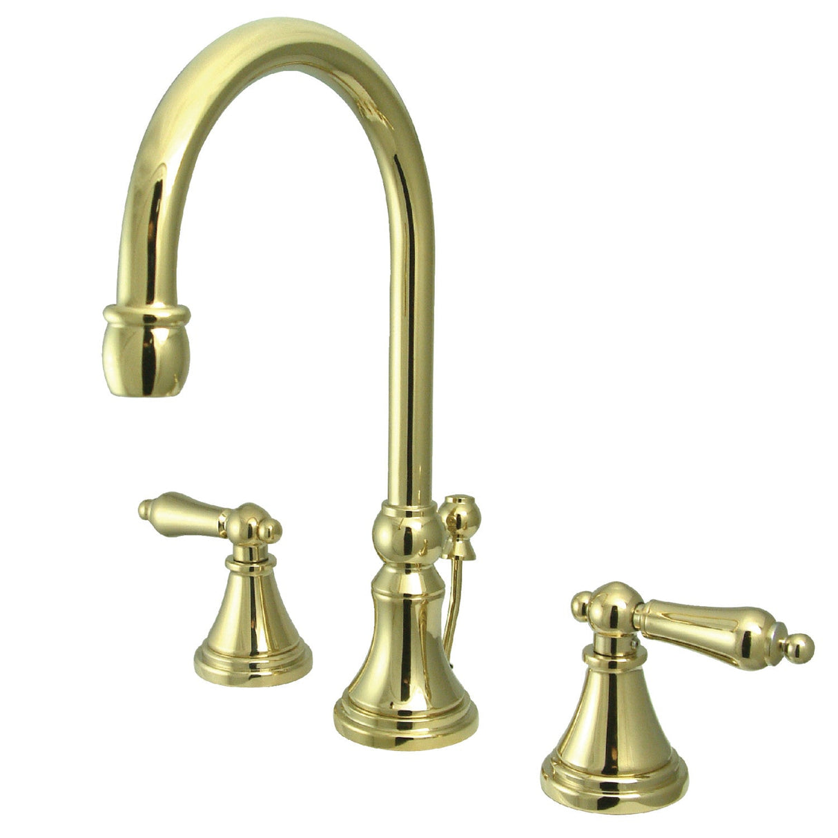 Governor KS2982AL Two-Handle 3-Hole Deck Mount Widespread Bathroom Faucet with Brass Pop-Up, Polished Brass